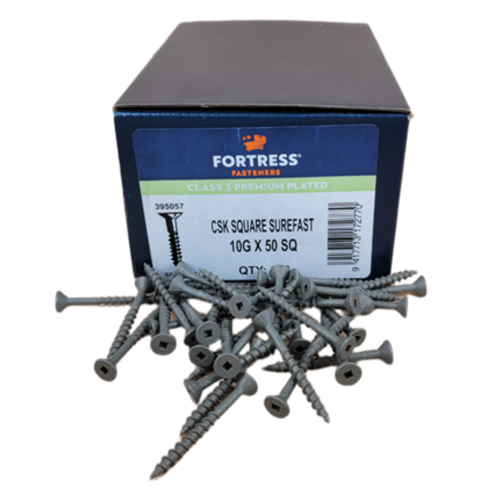 FORTRESS Countersunk Square Surefast Screws | 10g x 50mm (QTY: 500)